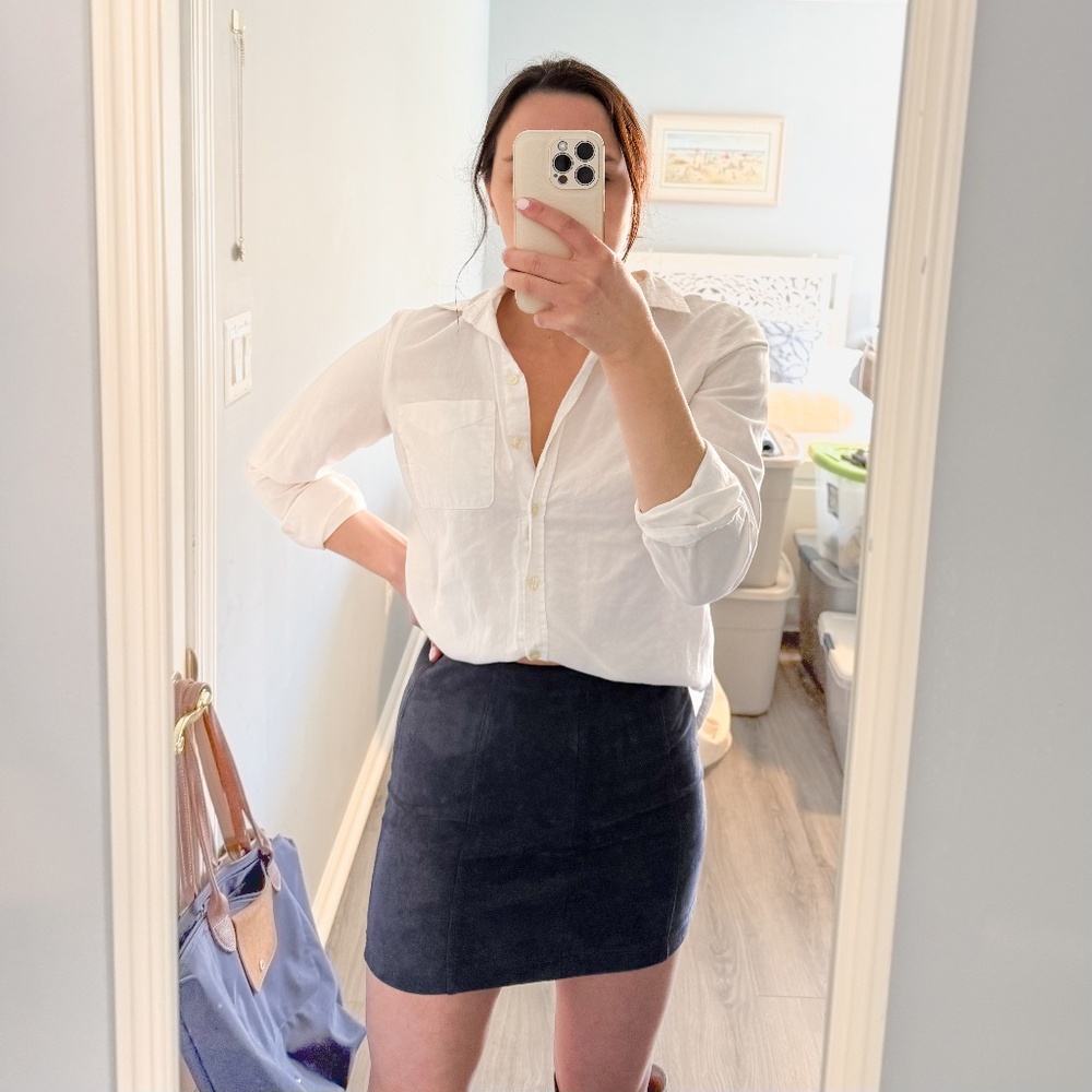 Wild Honey Navy Blue Suede Skirt